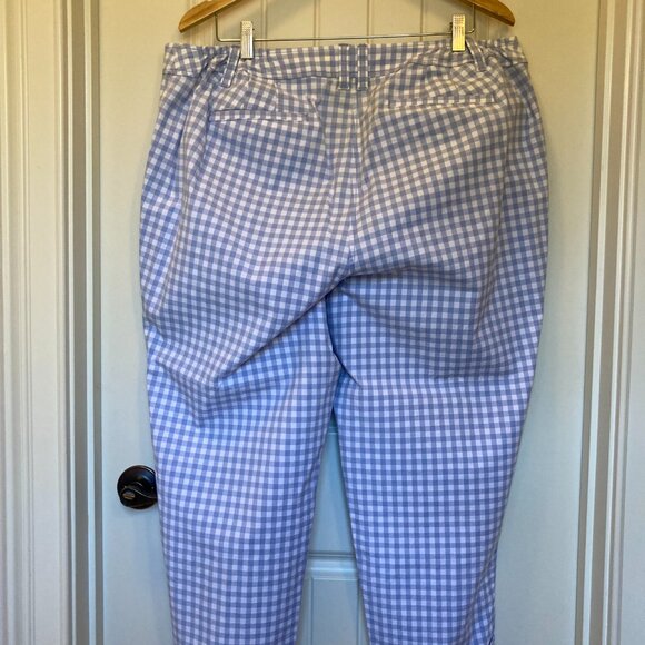 Talbots Perfect Crop Pant Blue Gingham, Woman 18W - Picture 2 of 6